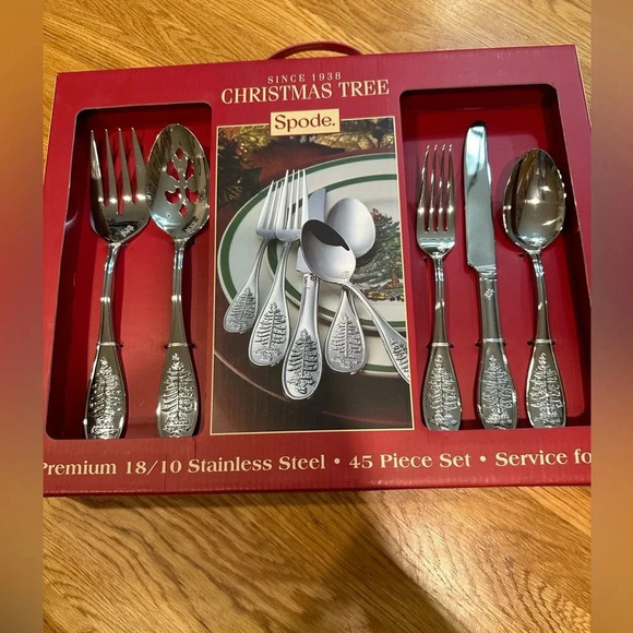 Spode Christmas tree flatware, never used, unopened, 45 piece set, Rare - Picture 1 of 5